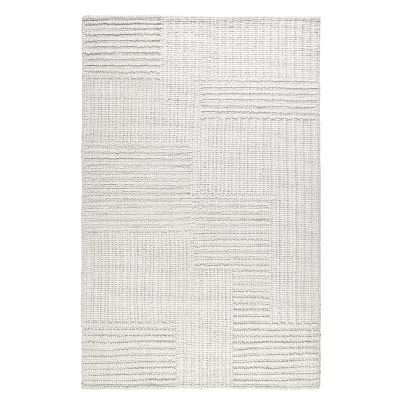 Clayton ivory area rug with woven textured blocks and a clean geometric layout
