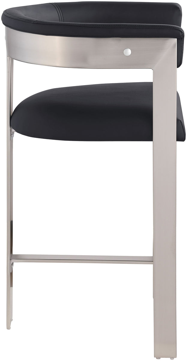 Romeo - Faux Leather Counter Stool With Silver Base (Set of 2)