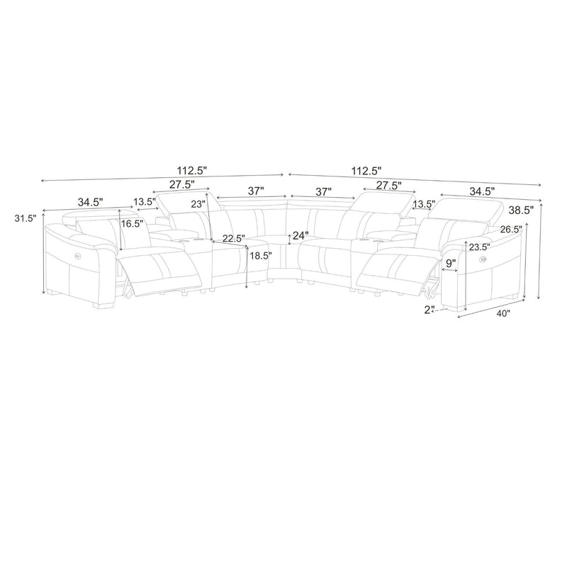 Modular Sectional & Recliner Seat And Adjustable Headrest