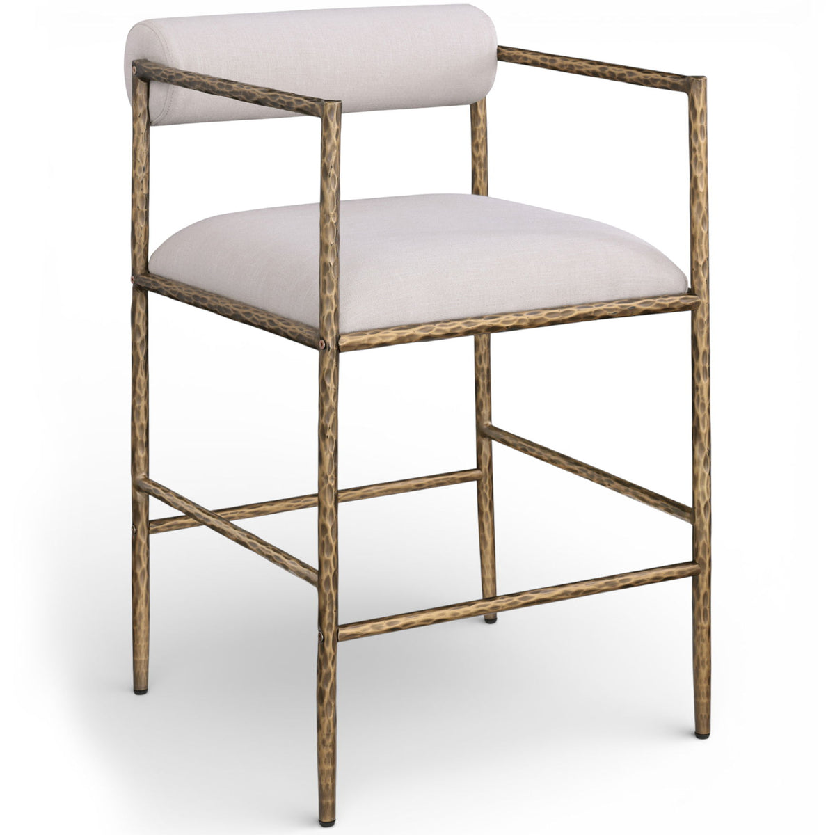 Axis - Linen Textured Beige Fabric Upholstered Counter Stool (Set of 2)