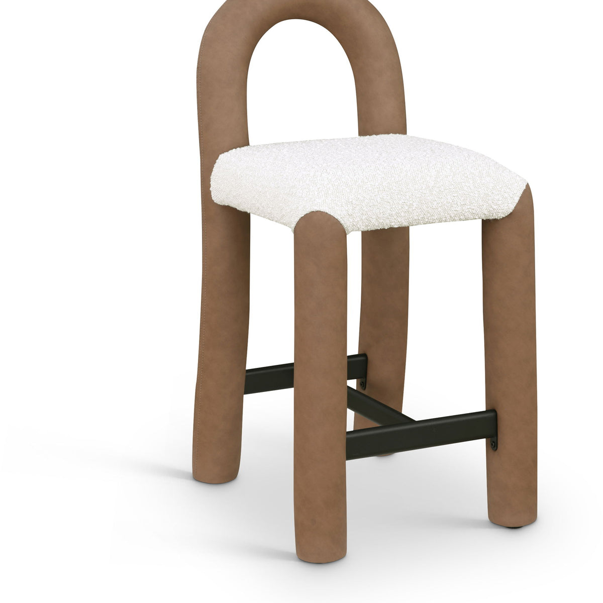 Amari - Vegan Leather and Boucle Fabric Stool