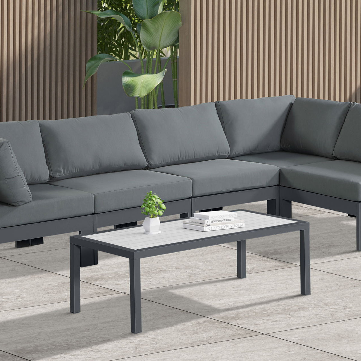 Nizuc - Outdoor Patio 5 Piece Modular Sectional With Gray Frame