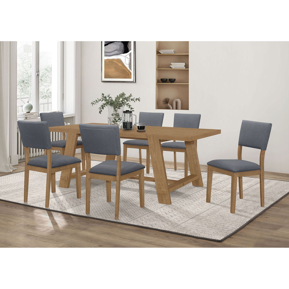 Modern Farmhouse Dining Set With Table And Chairs