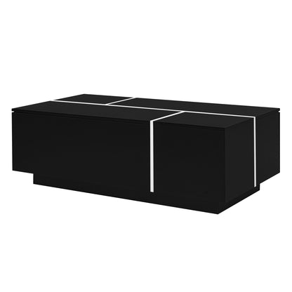 Coffee Table 2-Drawer with Hidden Storage Black 47.2-inch
