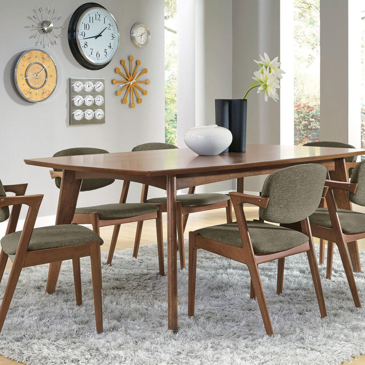 Malone 7-piece Rectangular Dining Table Set Dark Walnut