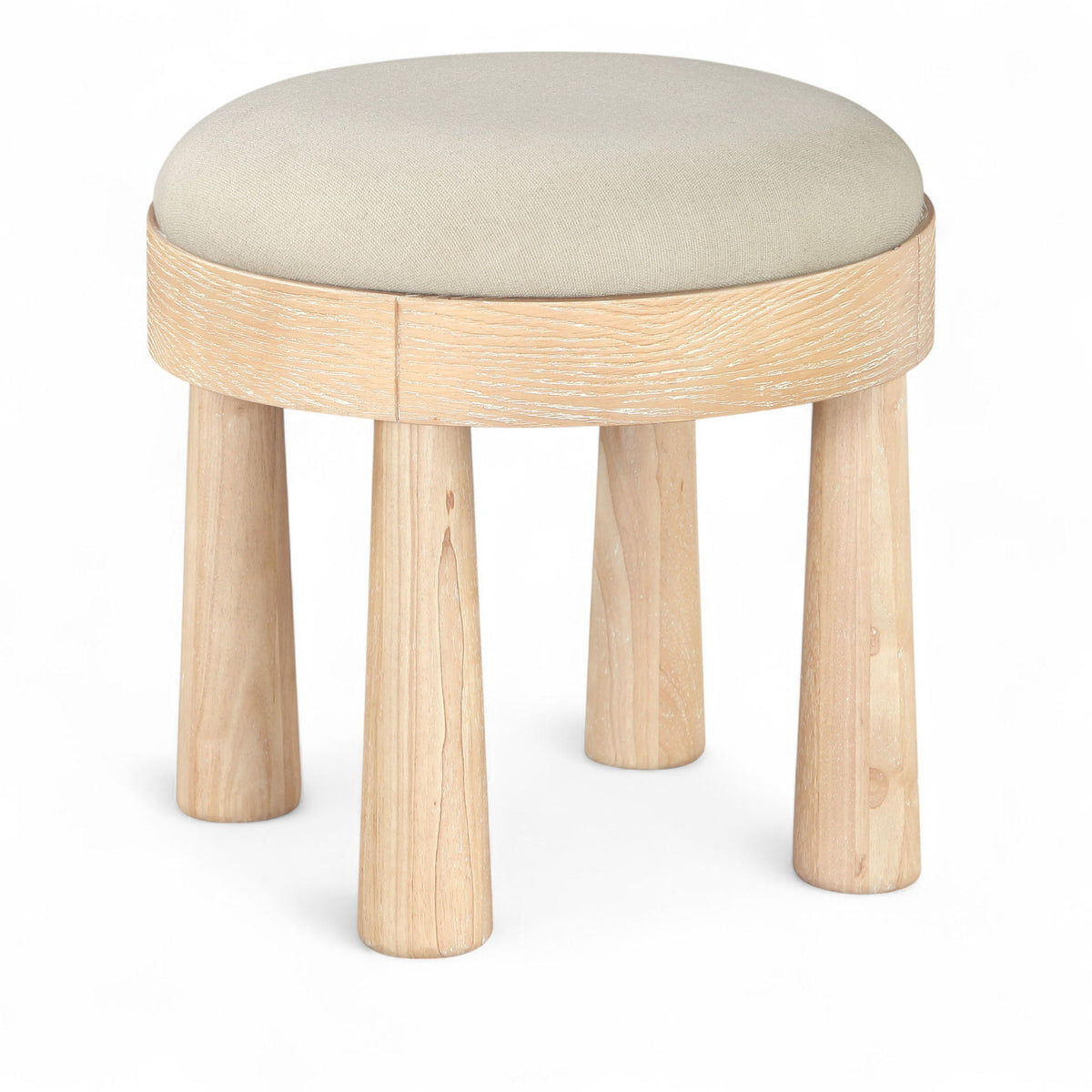 Larea - Linen Textured Fabric Ottoman - Natural Base