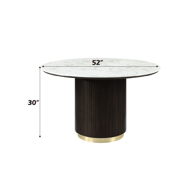 Clayten - Around Dining Table - Marble / Espresso