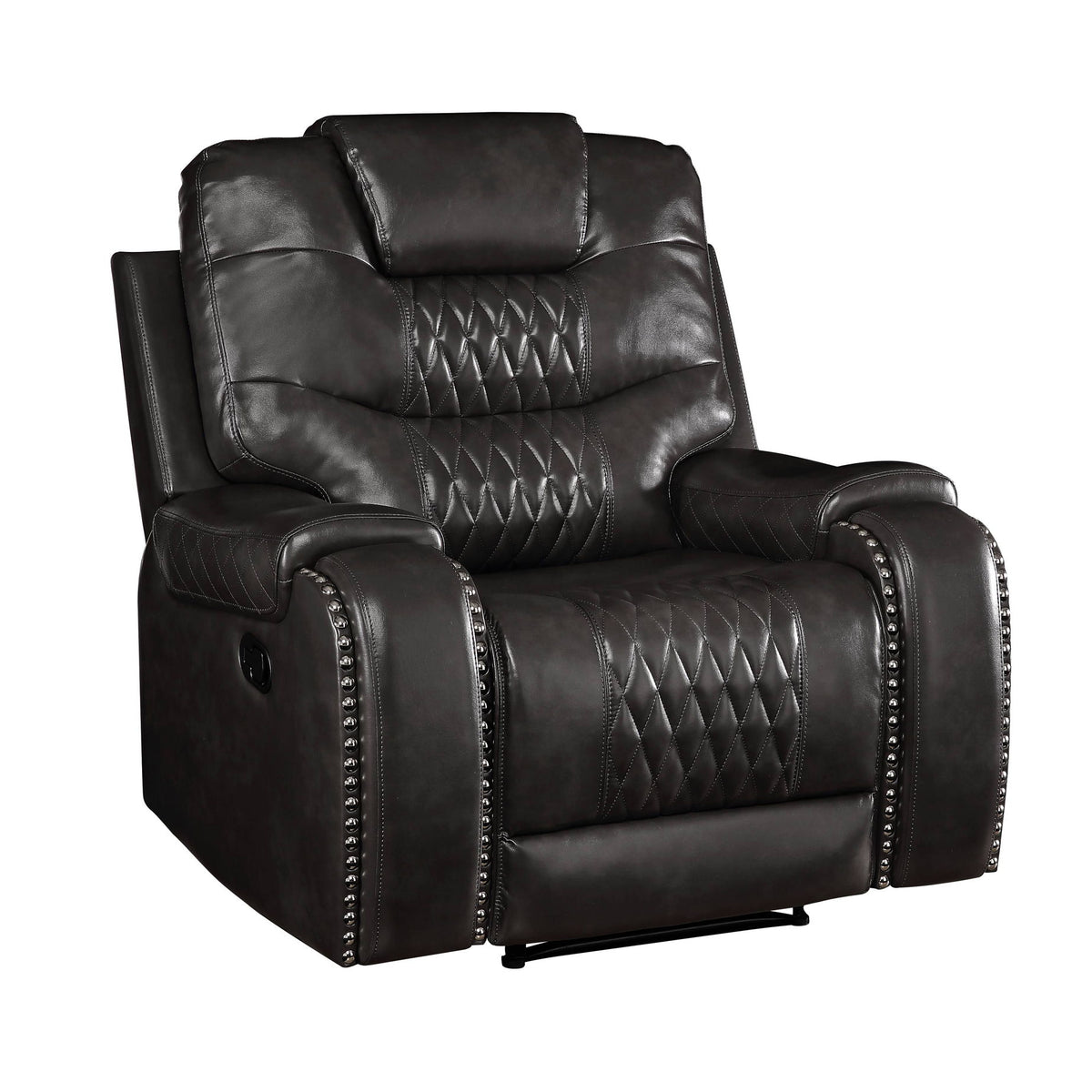Braylon - Magnetite Synthetic Leather Manual Recliner Chair - Brown