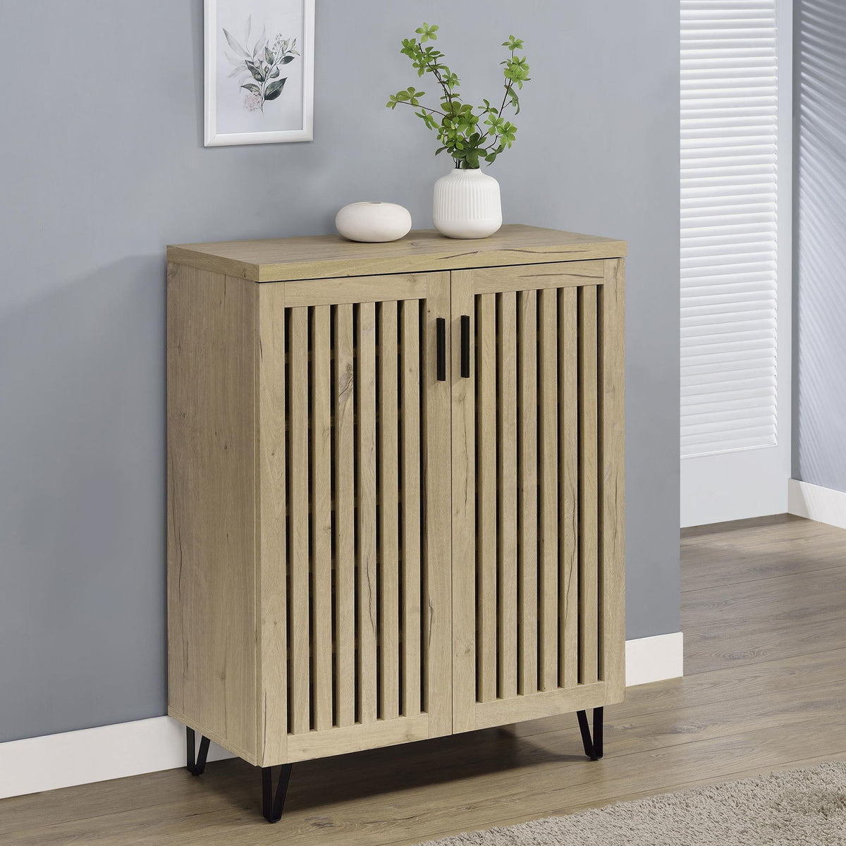 Brixton 2-door Entryway Shoe Storage Cabinets White Oak