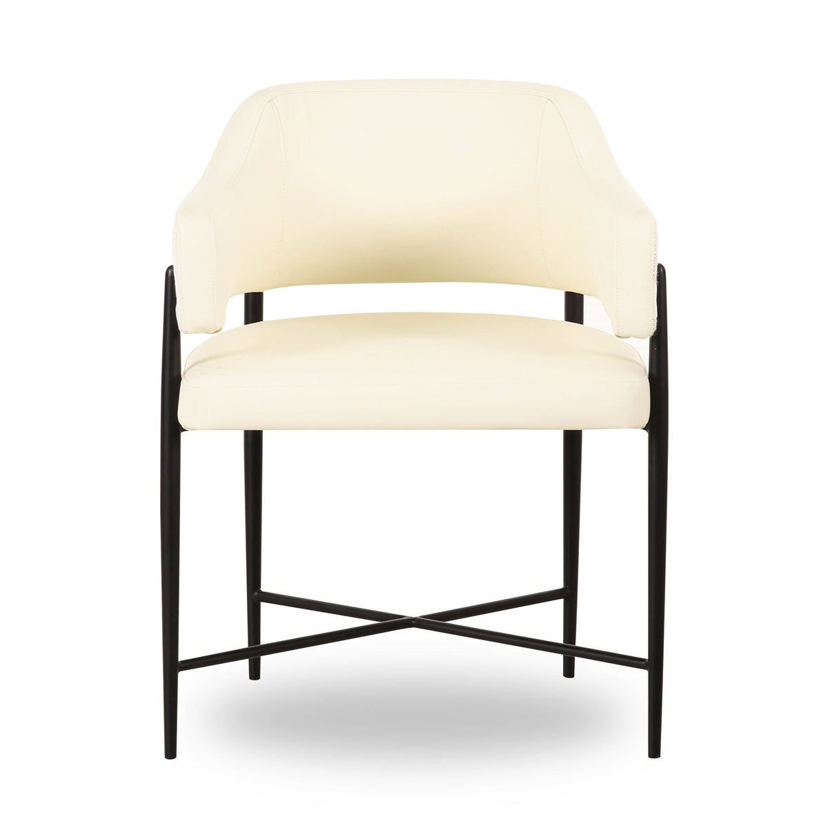 Sezanne - Vegan Leather And 2-Tone Jacquard Dining Chair - Cream