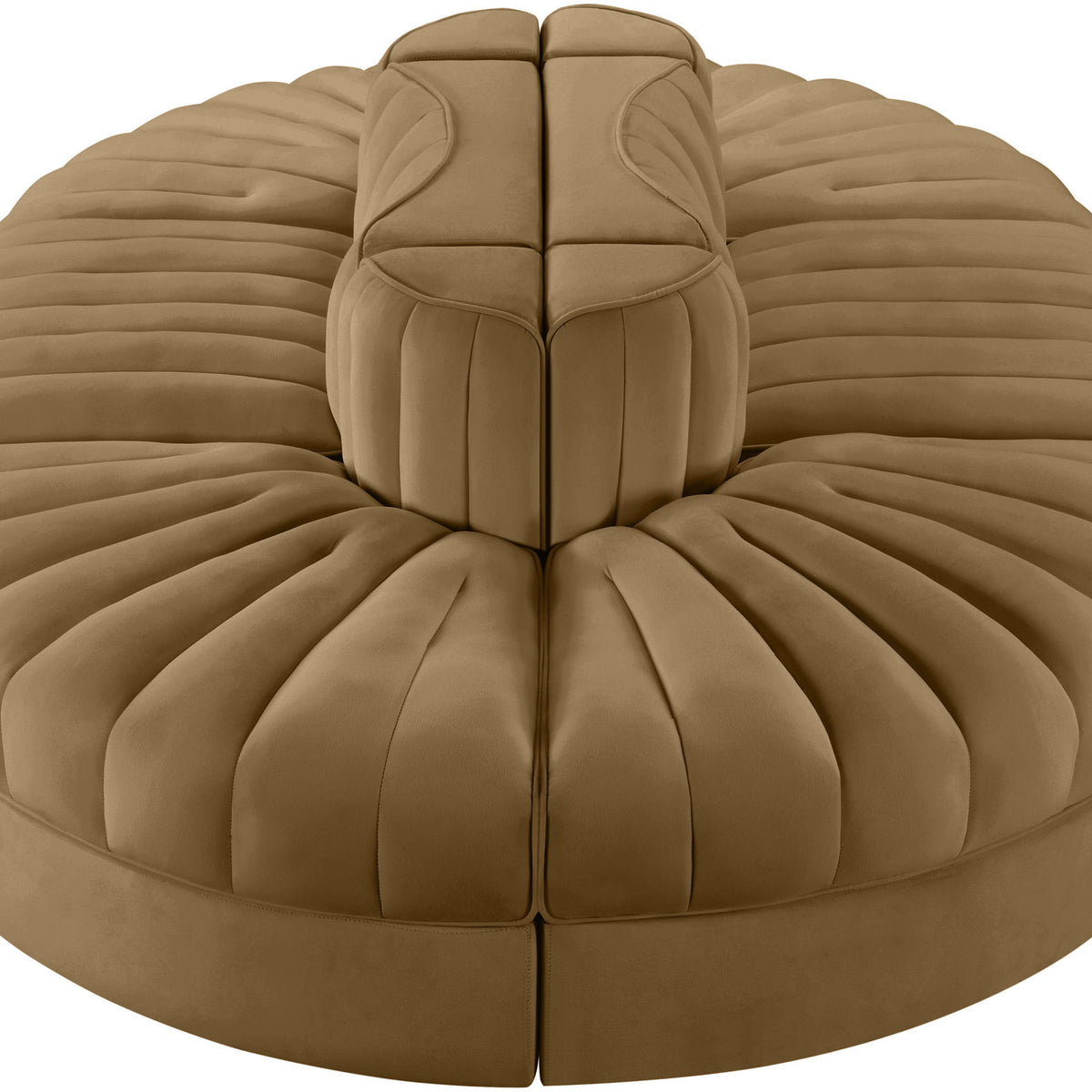 Rummi - Oval Velvet Performance Fabric Upholstered 6 Piece Modular Sectional