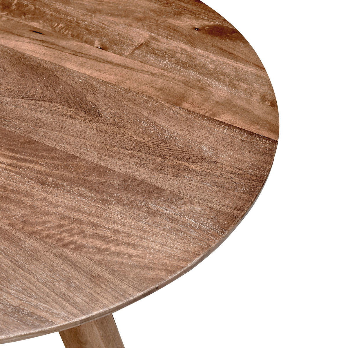 Brown round bar table top with visible wood-grain texture