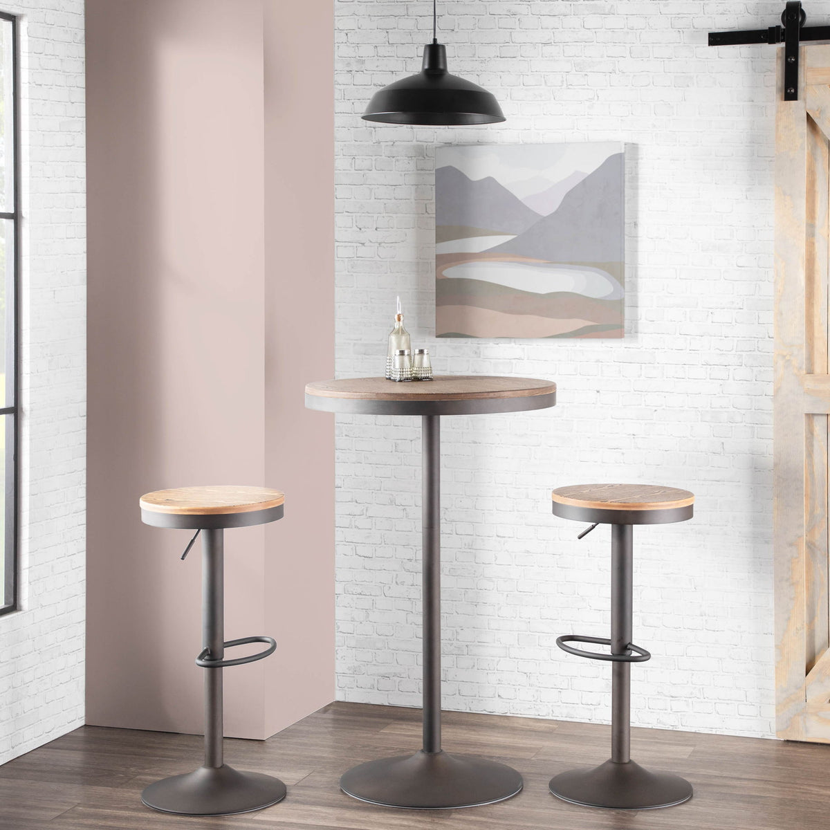 Dakota - Industrial Adjustable Bar / Dinette Table - Antique / Brown