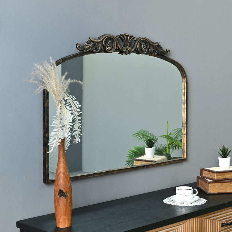 Handmade Arched Mirror, Ornate Baroque For Entryway - Antique Bronze
