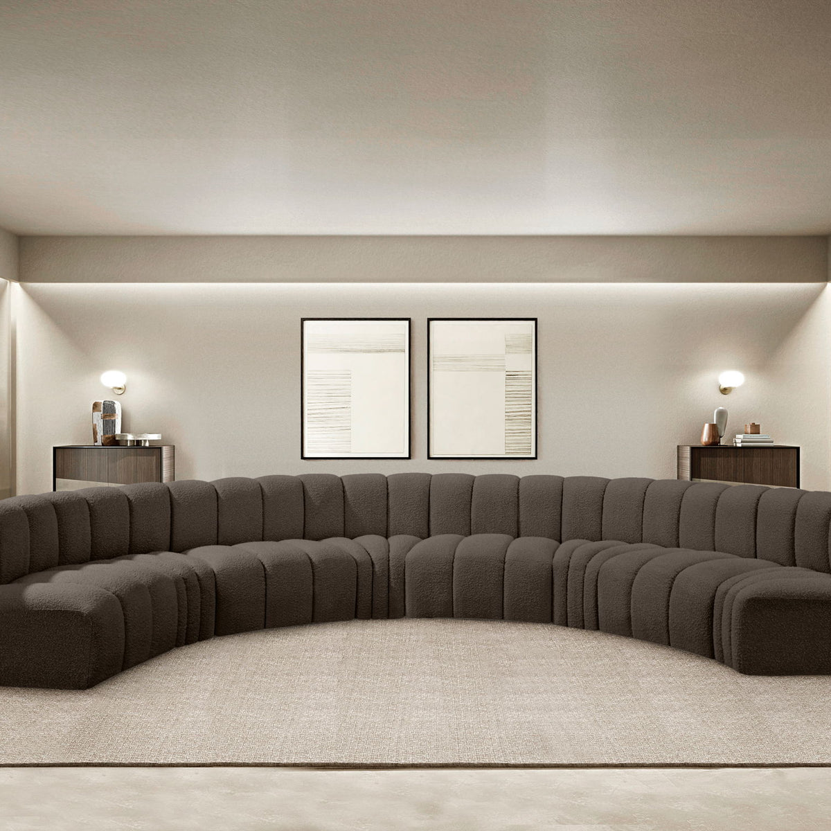 Arc - Boucle Fabric 8 Piece U-Shaped Modular Sofa