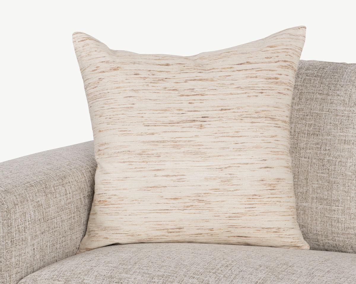 Dalton pillow in natural, square with light tan woodgrain stripe pattern