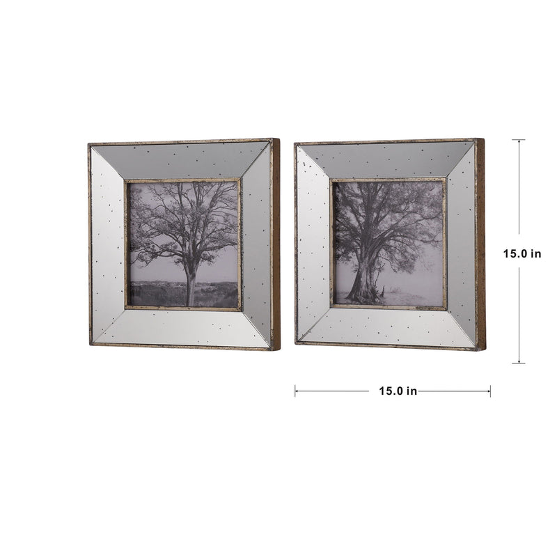 Vintage Reflective Picture Frames (Set of 2) - Silver