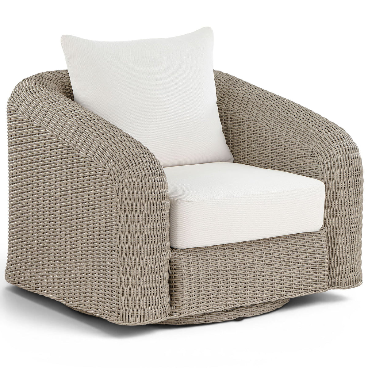 Seacrest - Olefin Water Resistant Fabric And Wicker Outdoor Patio Swivel Chair