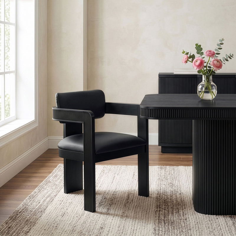 Sacha - Vegan Leather Upholstered Dining Chair With Black Base (Set of 2)