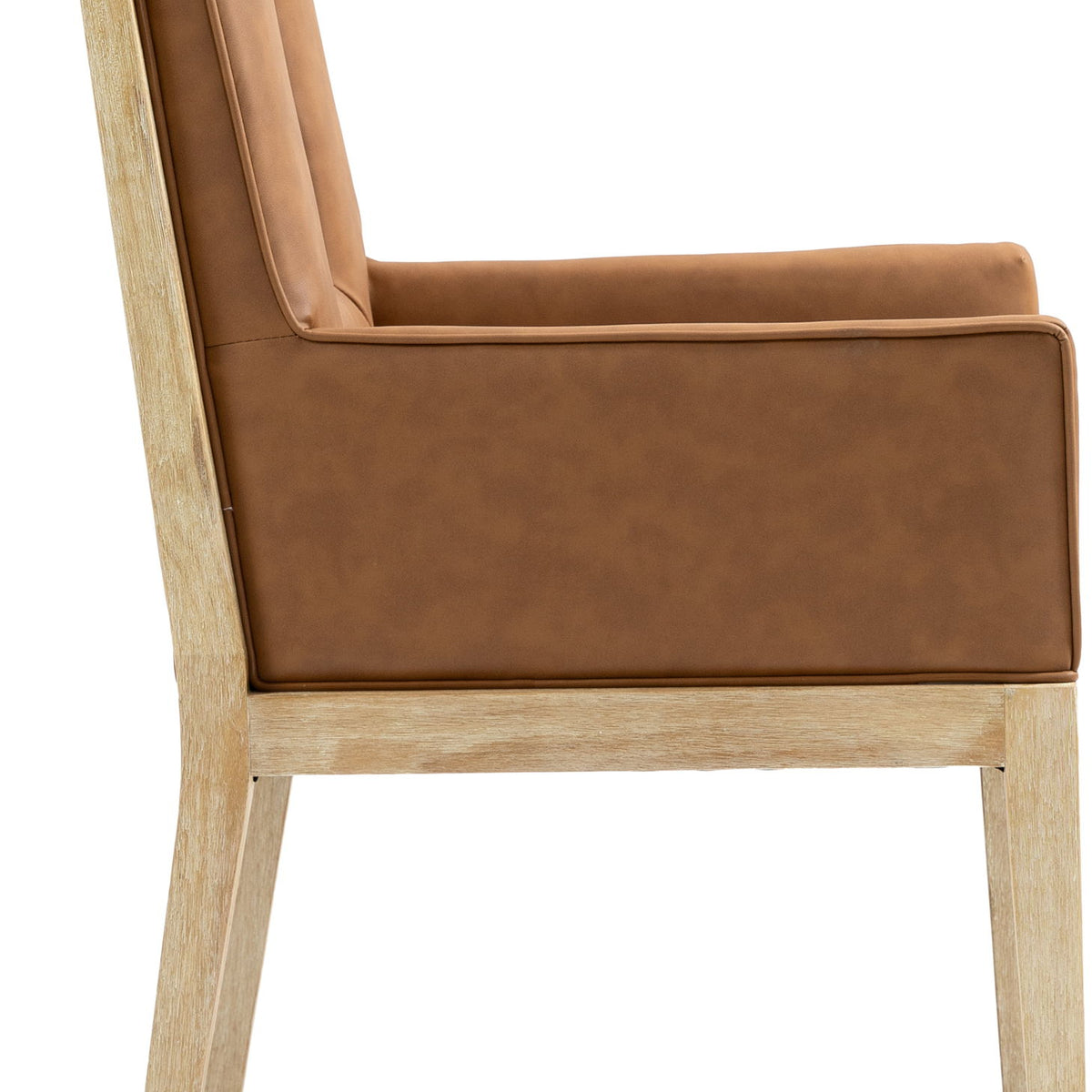 Gwendolyn - Faux Leather Dining Arm Chair With Natural Frame