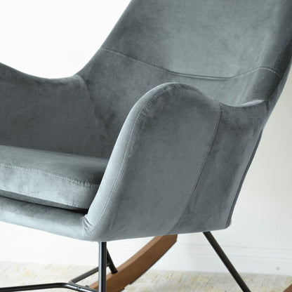 Chel - Mid-Century Modern Velvet Rocking Chair