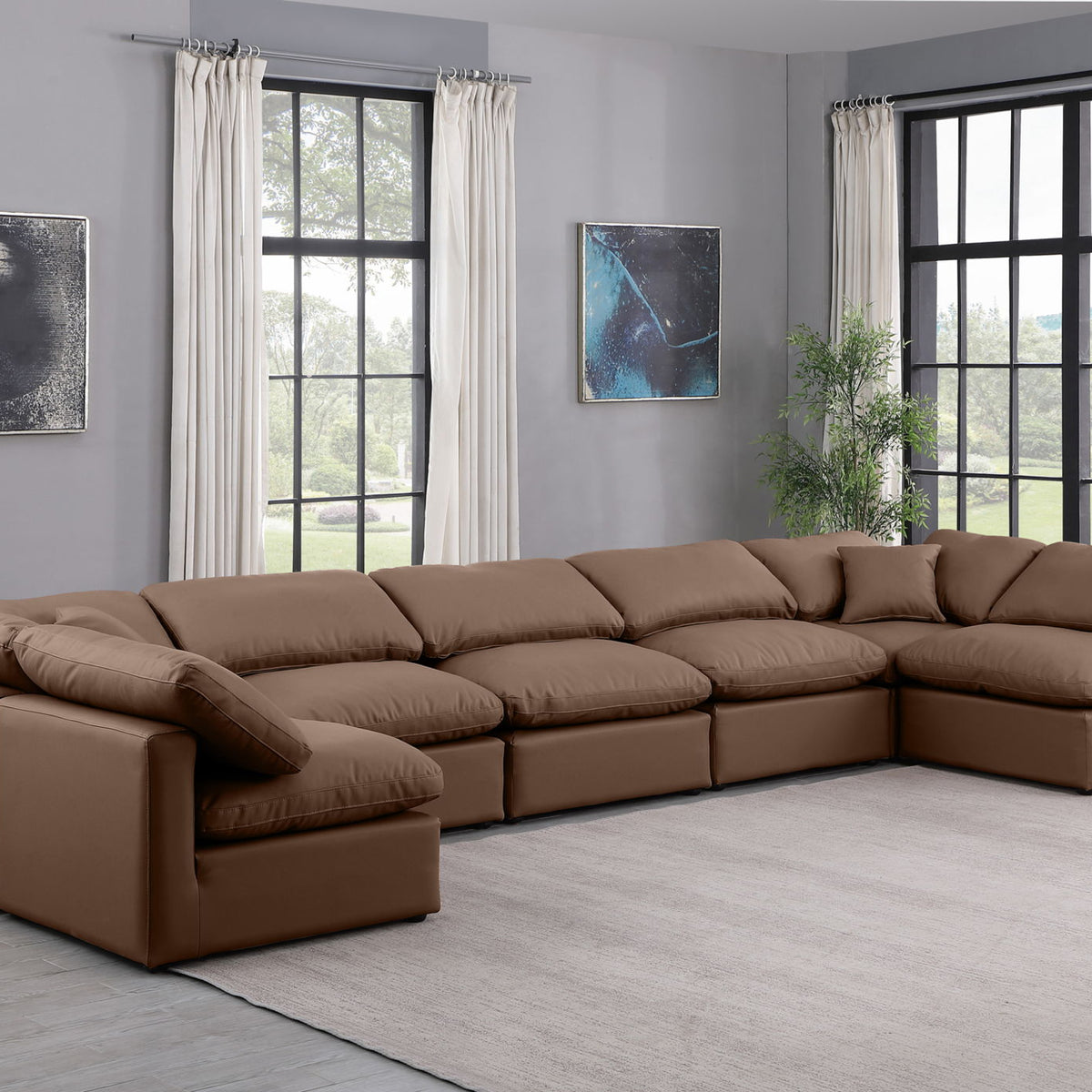 Indulge - Faux Leather 7 Piece Modular U-Shaped Sectional