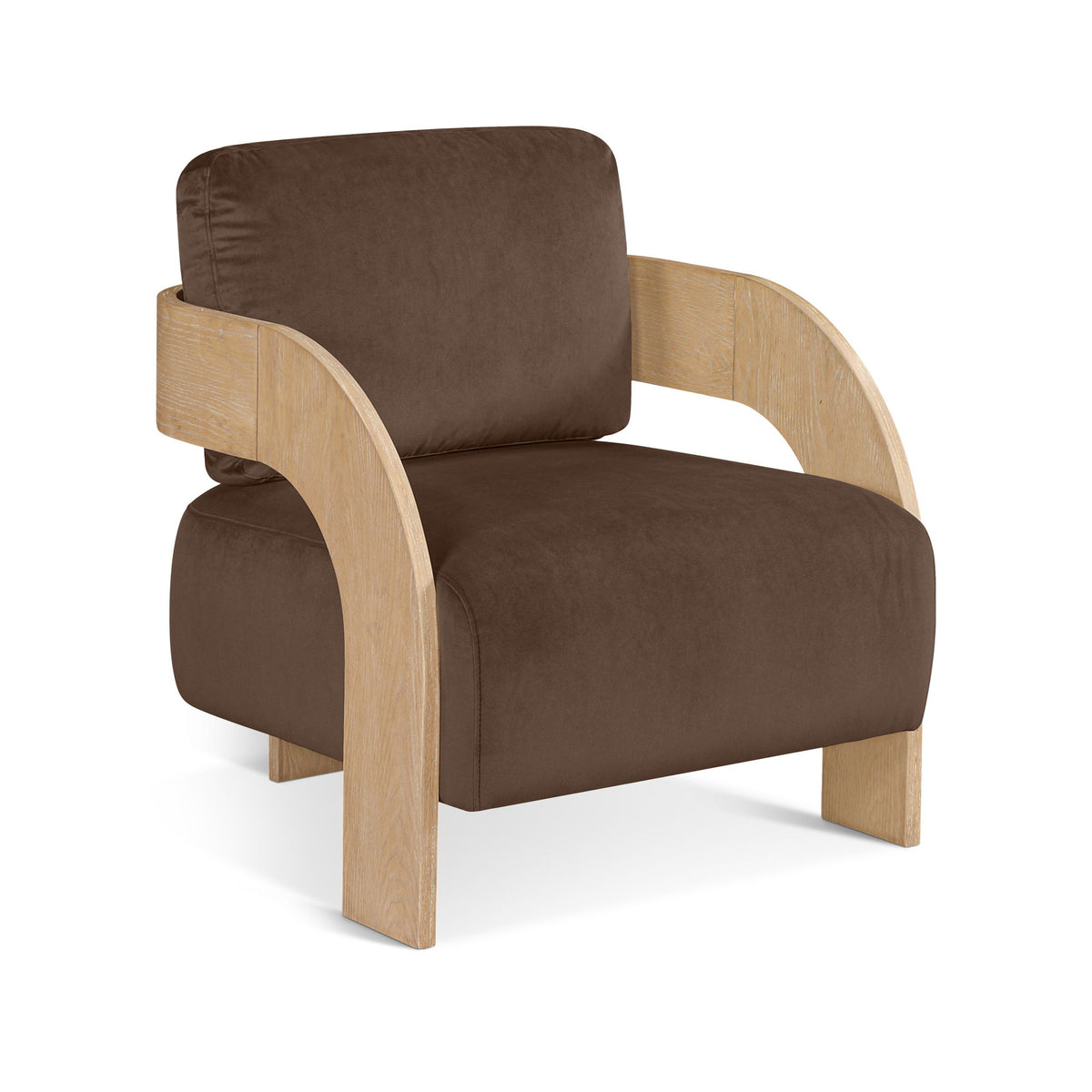 Cedra - Velvet Performance Fabric Upholstered Accent Chair - Natural Frame