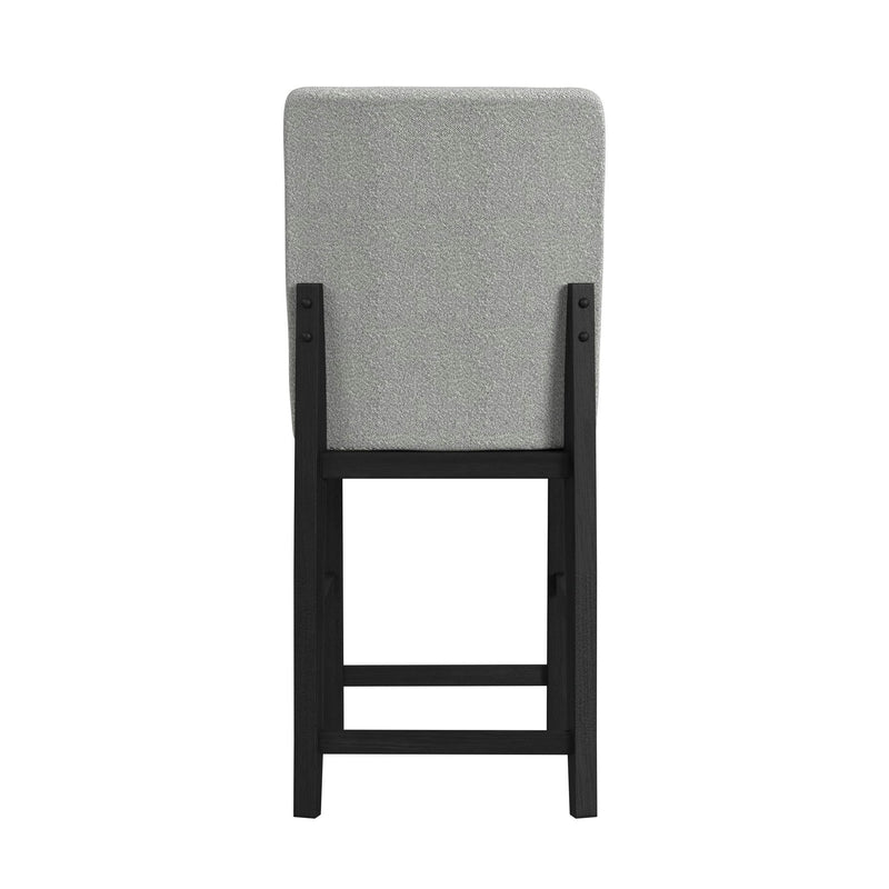 Portland - Square Back Fabric Barstool (Set of 2) - Gray / Black