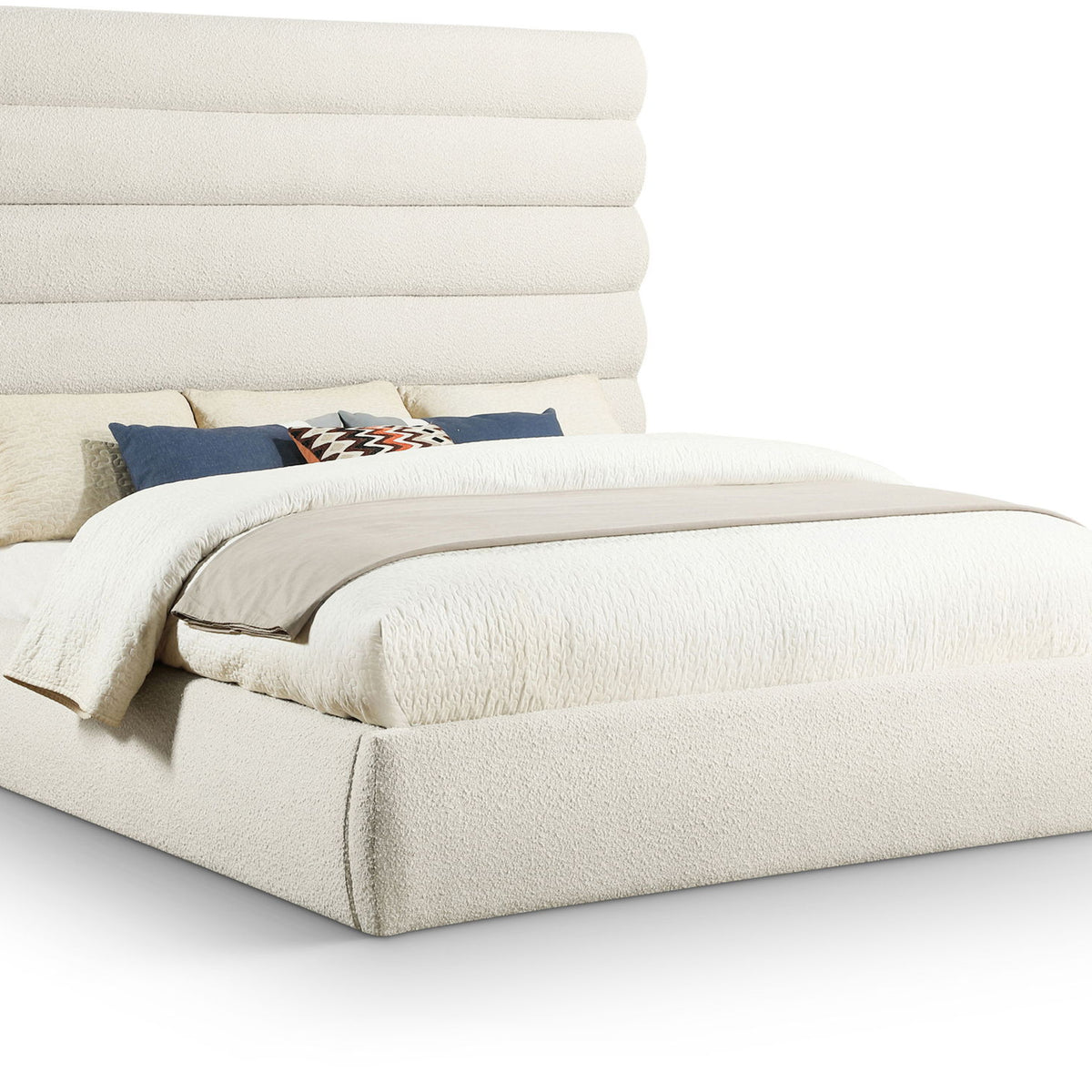 Adam - Boucle Fabric Bed With 70.5" Headboard