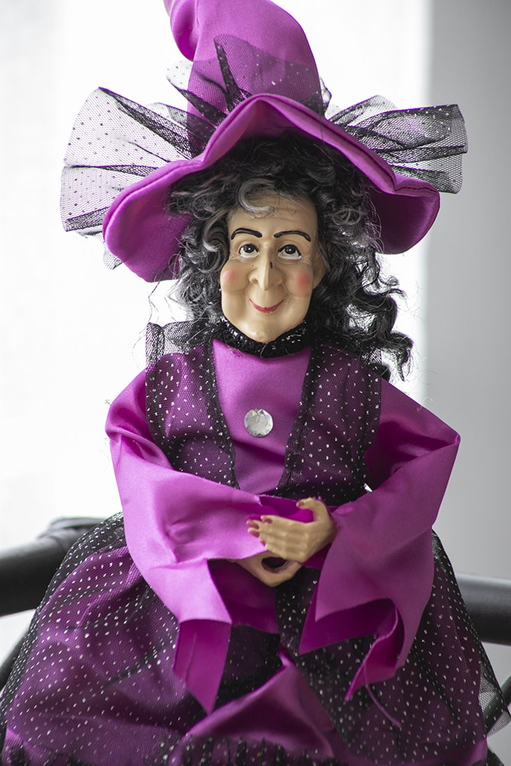 Halloween Witch Decor (Set of 3) - Black / Orange / Purple