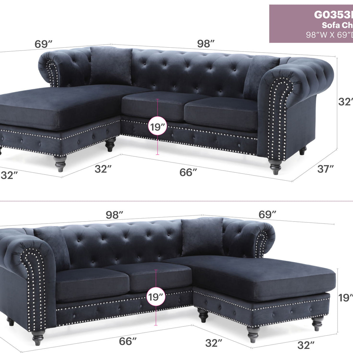 Nola - Luxurious Design Sofa Chaise