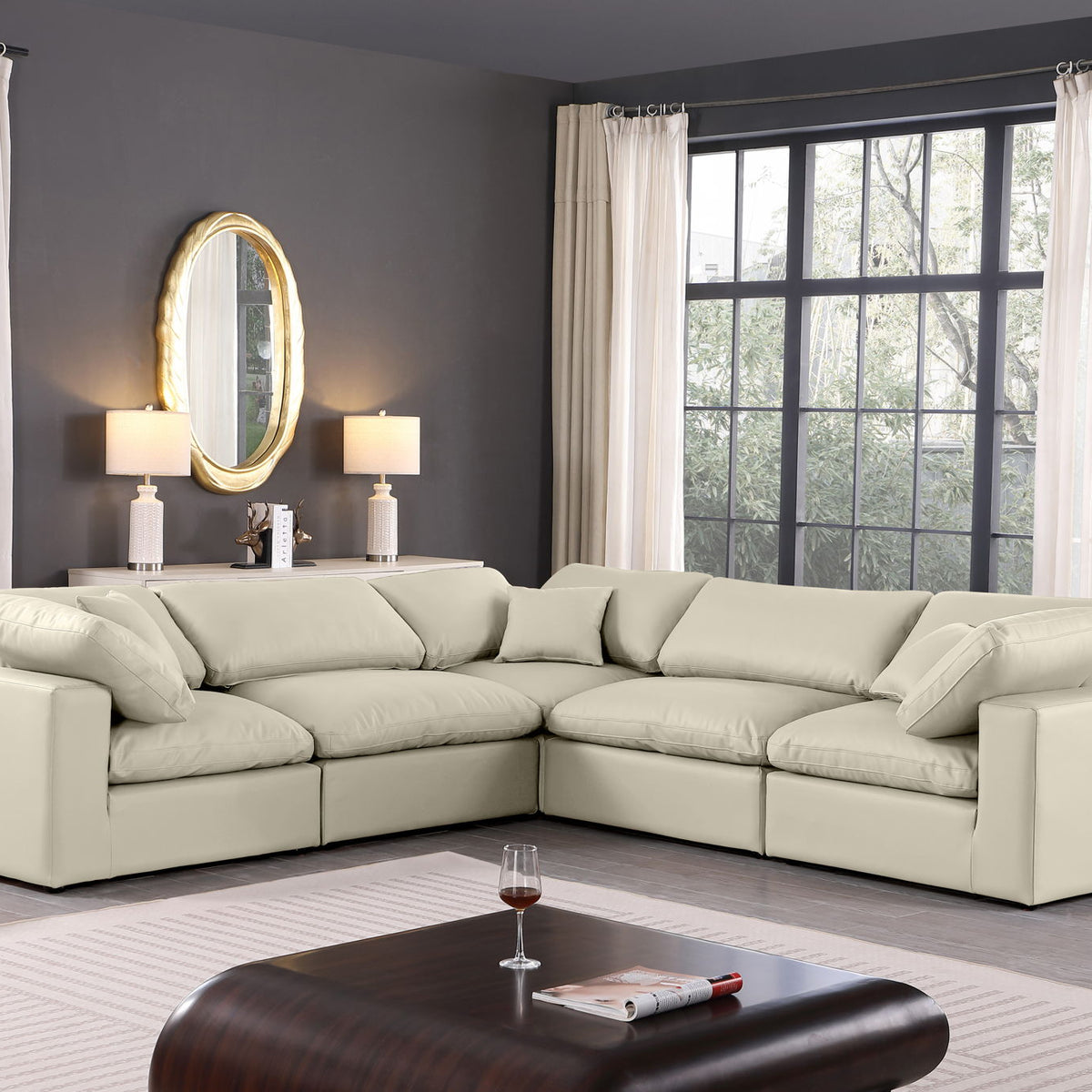 Comfy - 5 Piece Faux Leather Modular Corner Sectional