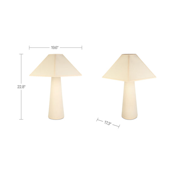 Cream table lamp dimensions: 19.6 in wide, 22.8 in high