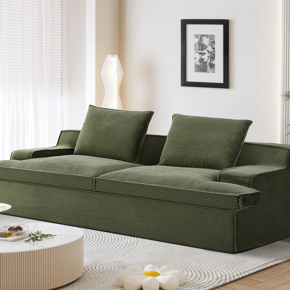 Nimbus - Oversized Full Foam 4 Seater Couch For Living Room Upholstered In Soft Corduroy, Wide Armrests