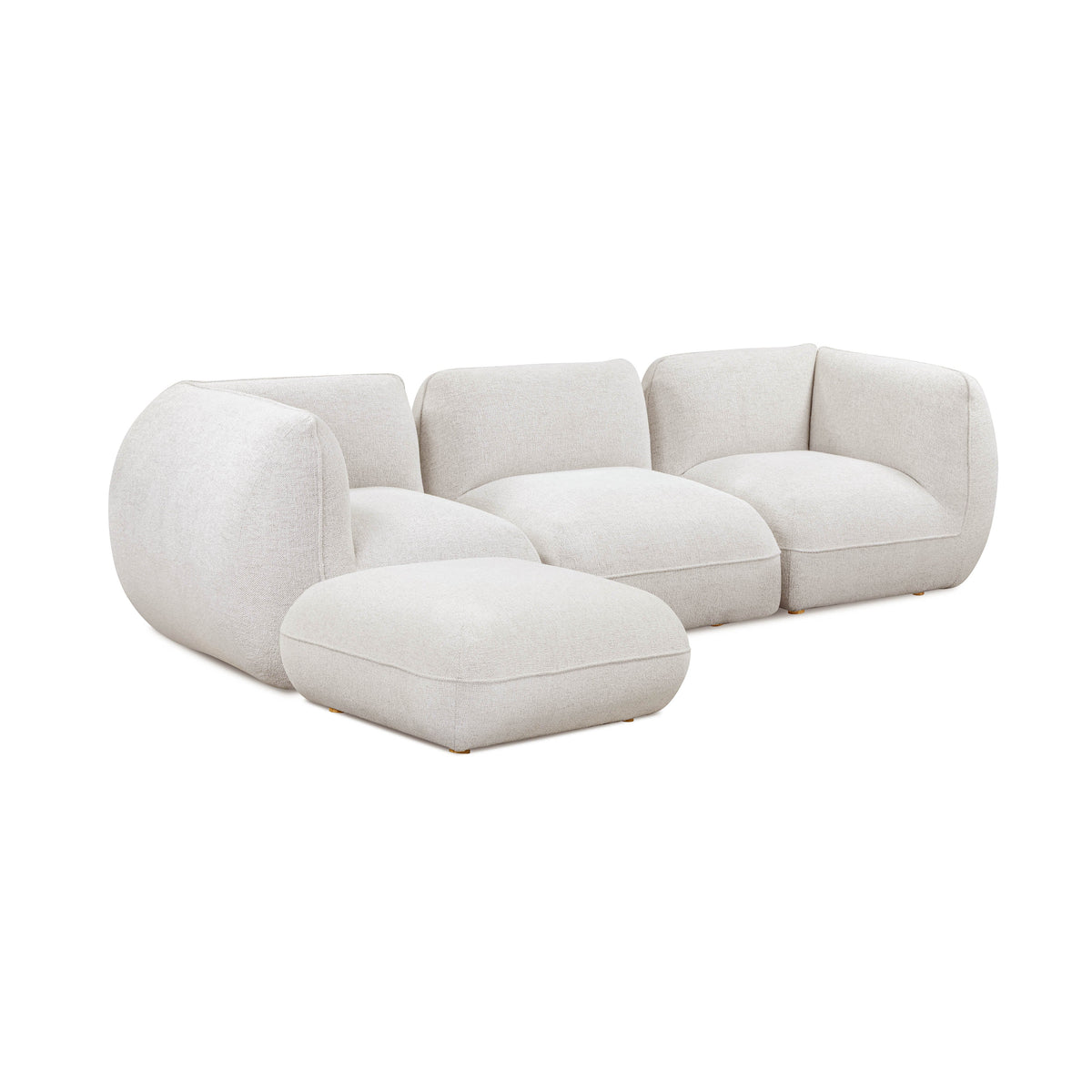 Arezza 4 Piece Stone White Contract Grade Basketweave Chenille Modular Sectional - Image 3
