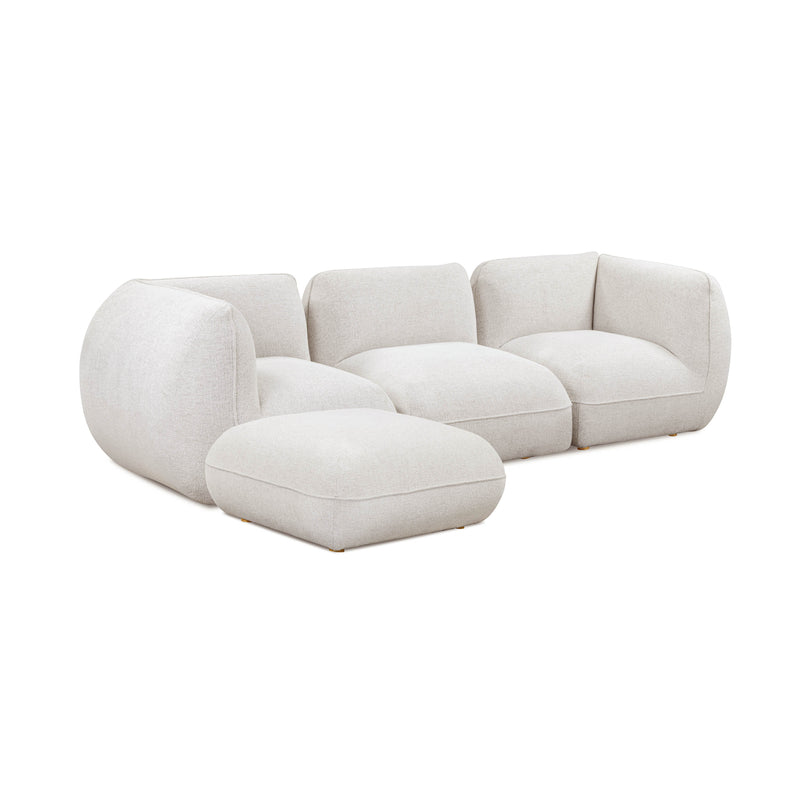 Arezza 4 Piece Stone White Contract Grade Basketweave Chenille Modular Sectional - Image 3