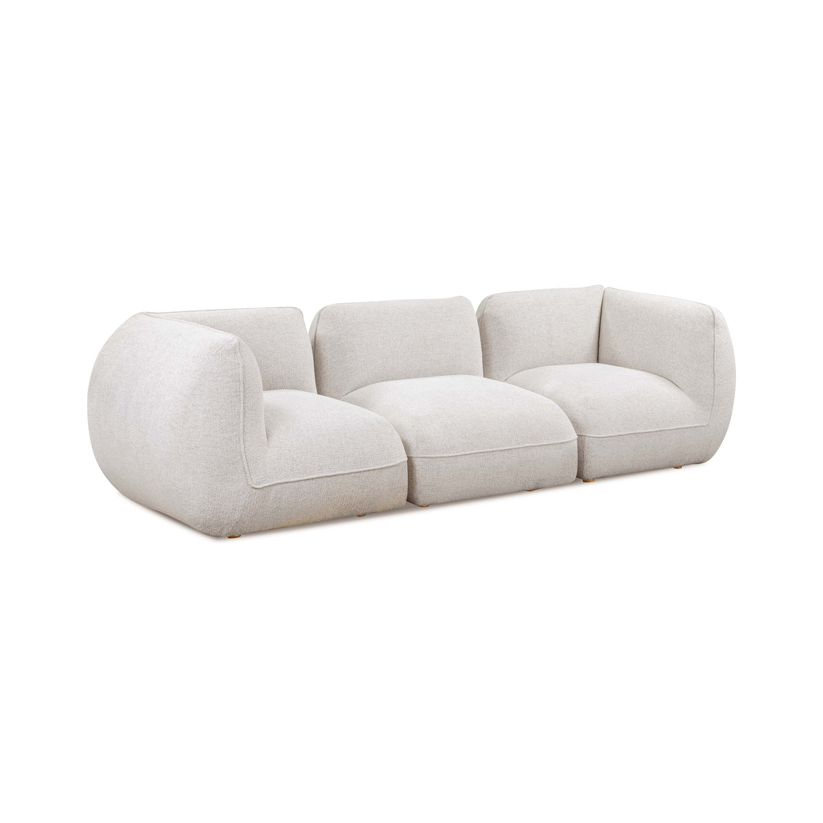 Arezza 115" Stone White Contract Grade Basketweave Chenille Modular Sofa - Image 3