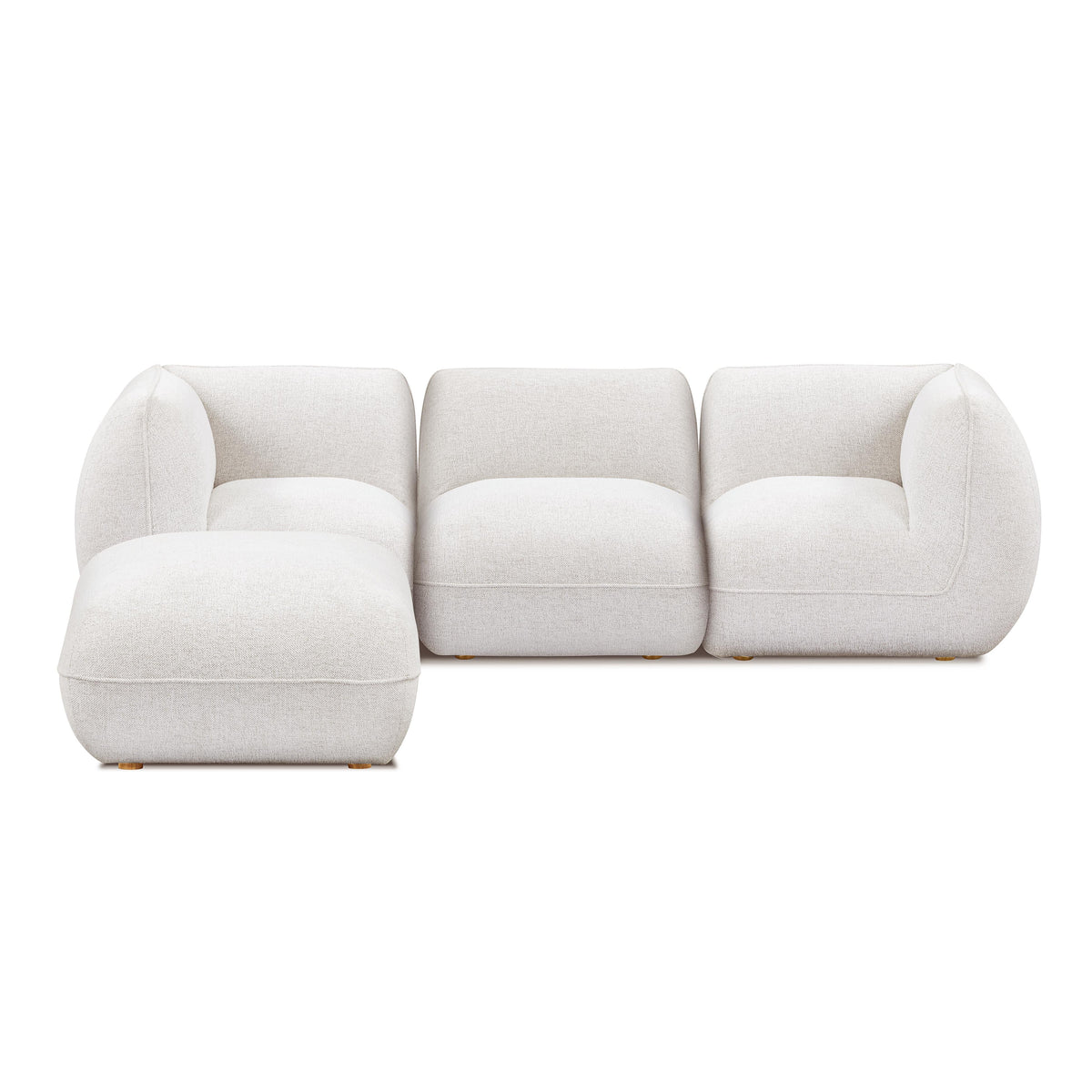 Arezza 4 Piece Stone White Contract Grade Basketweave Chenille Modular Sectional