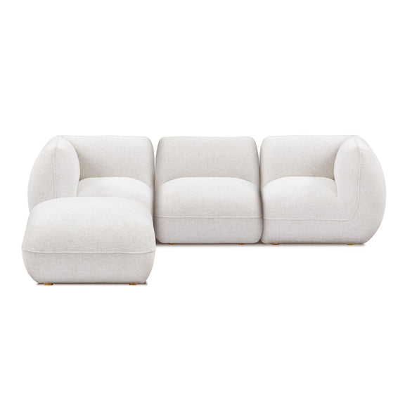 Arezza 4 Piece Stone White Contract Grade Basketweave Chenille Modular Sectional