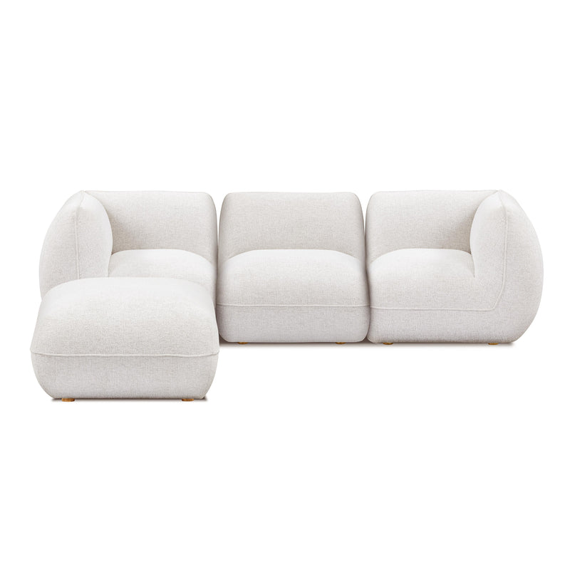 Arezza 4 Piece Stone White Contract Grade Basketweave Chenille Modular Sectional
