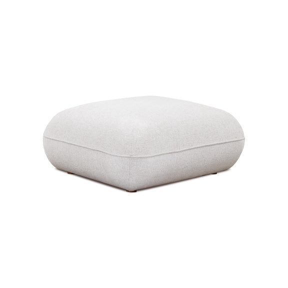 Arezza Stone White Contract Grade Basketweave Chenille Ottoman - Image 2
