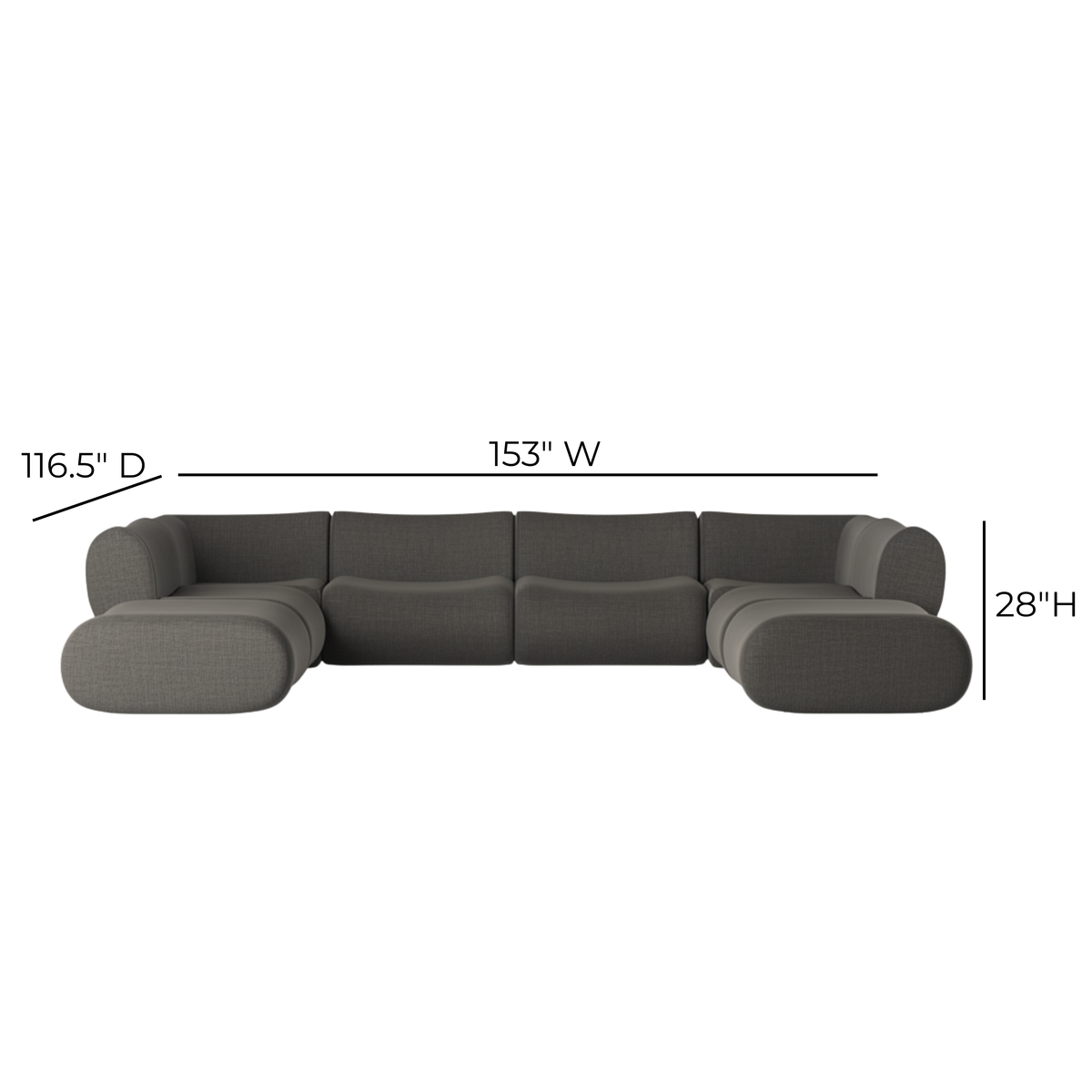 Zenith 8 Piece Contract Grade Upcycled Fabric Modular U Sectional - Image 17