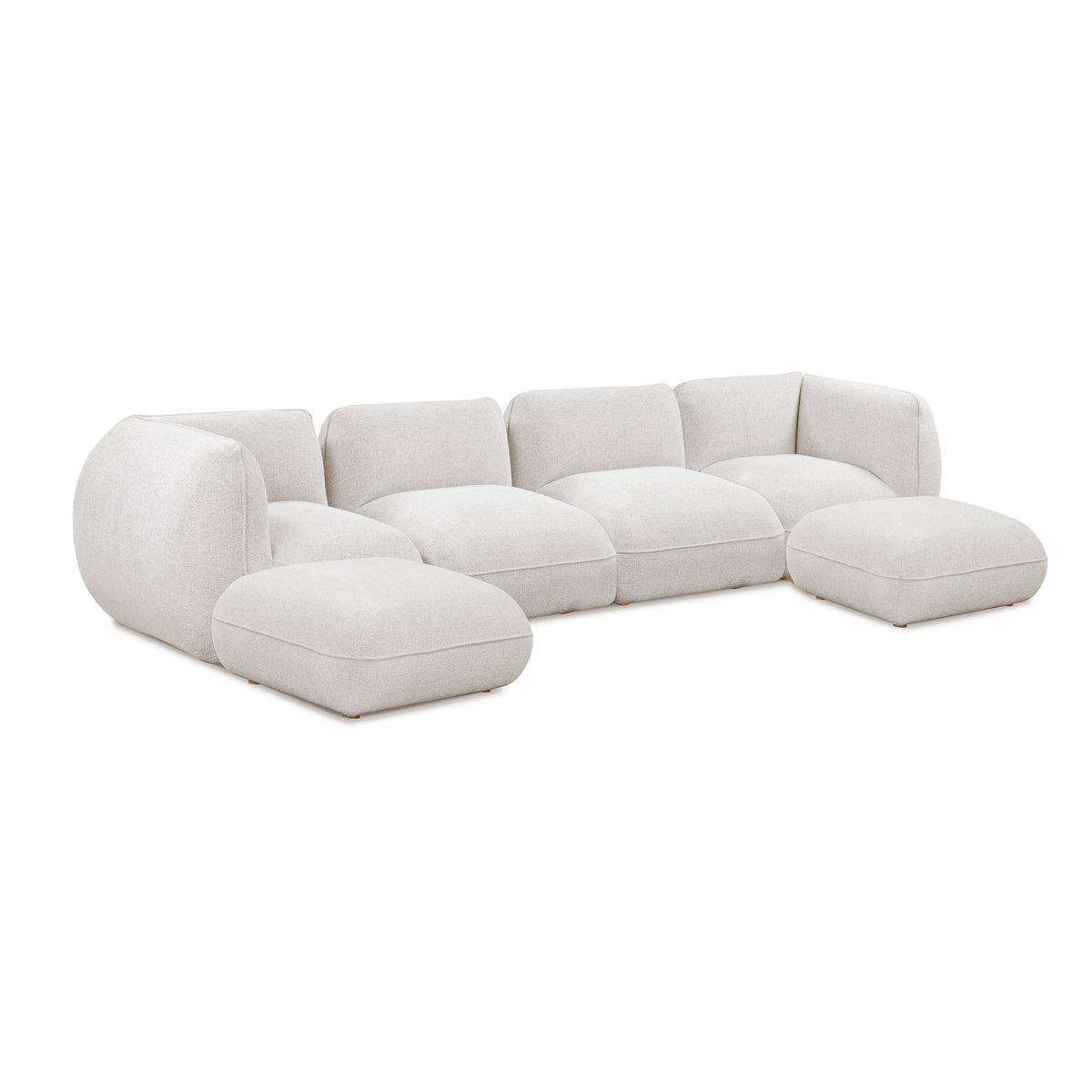 Arezza Stone White Contract Grade Basketweave Chenille Modular U Chaise Sectional