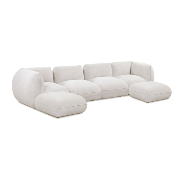 Arezza Stone White Contract Grade Basketweave Chenille Modular U Chaise Sectional