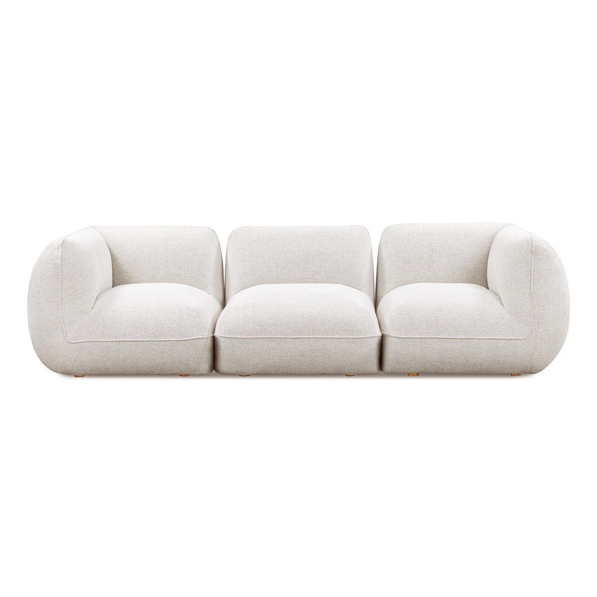 Arezza 115" Stone White Contract Grade Basketweave Chenille Modular Sofa
