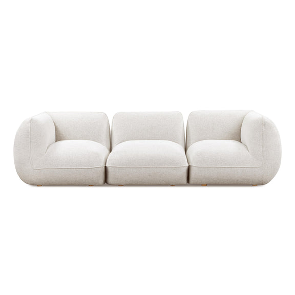 Arezza 115" Stone White Contract Grade Basketweave Chenille Modular Sofa