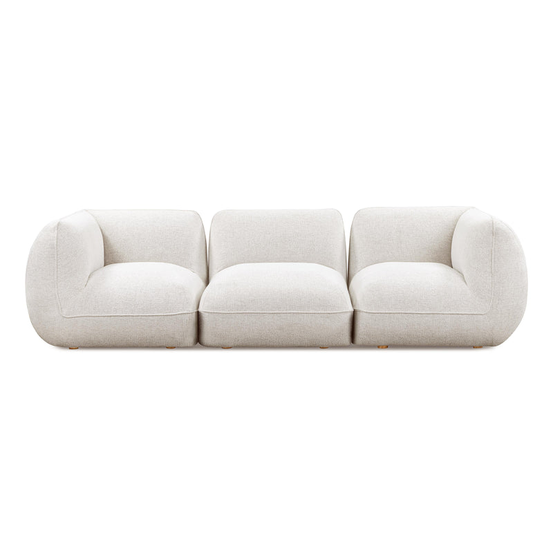 Arezza 115" Stone White Contract Grade Basketweave Chenille Modular Sofa