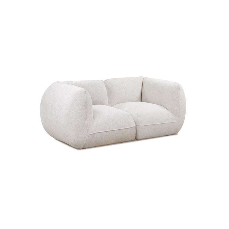 Arezza 80" Stone White Contract Grade Basketweave Chenille Modular Loveseat - Image 3