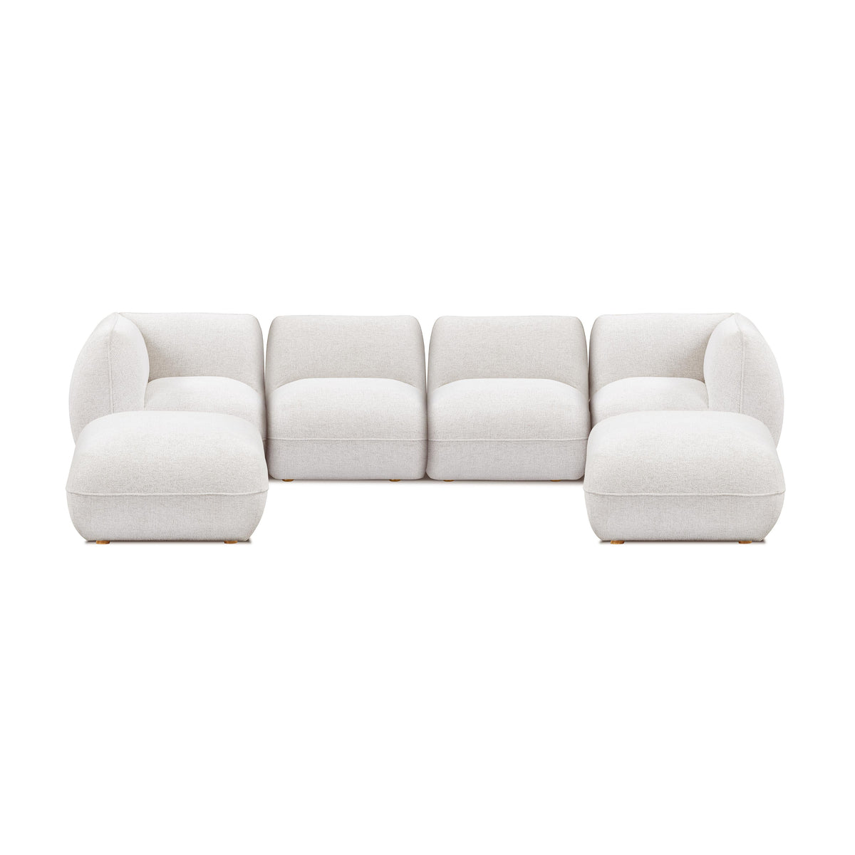 Arezza Stone White Contract Grade Basketweave Chenille Modular U Chaise Sectional - Image 3