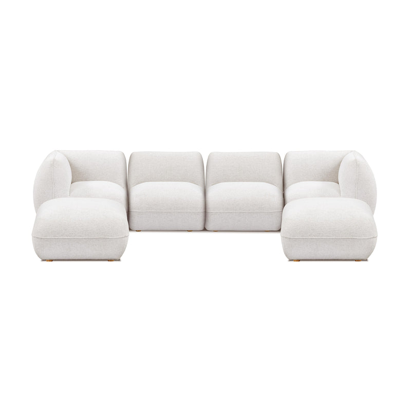 Arezza Stone White Contract Grade Basketweave Chenille Modular U Chaise Sectional - Image 3